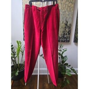 VALENTINI Dark Red Redish Corduroy Flat Front Pant Luxury Sz 36 x 29 Italy 54